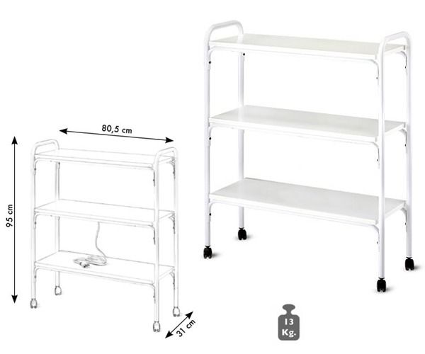 Carrello acciaio con ruote ca 303 FRANCY 3 ripiani