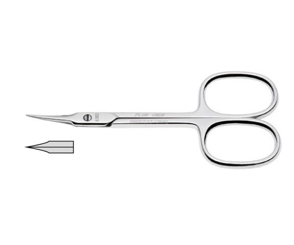 Forbicine pelle punta lancia curva cm 9