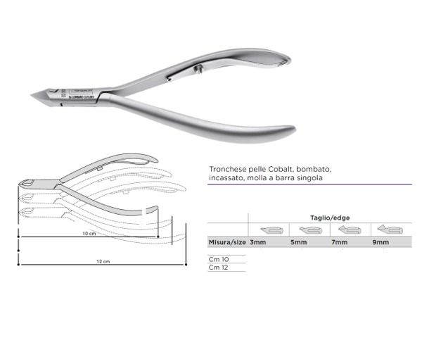 Tronchese COBALTO pelle incassato molla singola lung. 10 cm taglio 5 mm