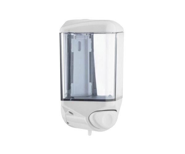 Dispenser sapone liquido a riempimento capacità Lt.0,55 apertura e chiusura con chiave colore bianco