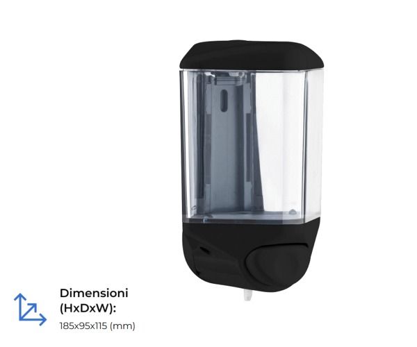 Dispenser sapone liquido a riempimento capacità Lt.0,55 apertura e chiusura con chiave colore NERO ...